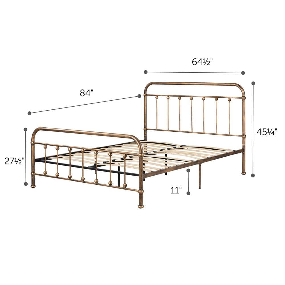 Prairie Queen Bronze Metal Platform Bed with Upholstered Headboard