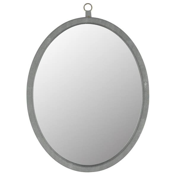 Unbranded Aceyn 23.62 in. W x 29.92 in. H Small Oval Iron Framed Standard Wall Bathroom Vanity Mirror in Gray