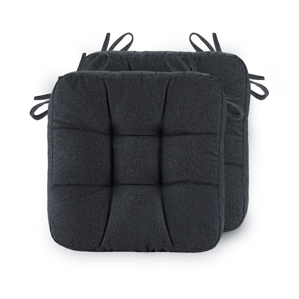 2-Piece 16.5 x 3.5 Black Outdoor Lounge Chair Cushion in Seat Back Cushion