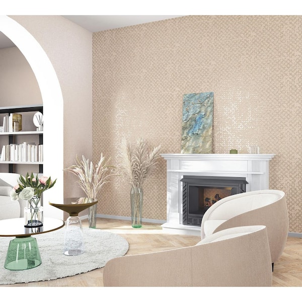 City Romance Collection Gold Stippled Shimmer Geometric Metallic Finish Vinyl on Non-Woven Non-Pasted Wallpaper Roll