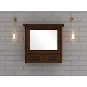 Artisan 23.5 in. W x 22.75 in. H Rectangular Wood Framed Wall Bathroom Vanity Mirror in Dark Oak