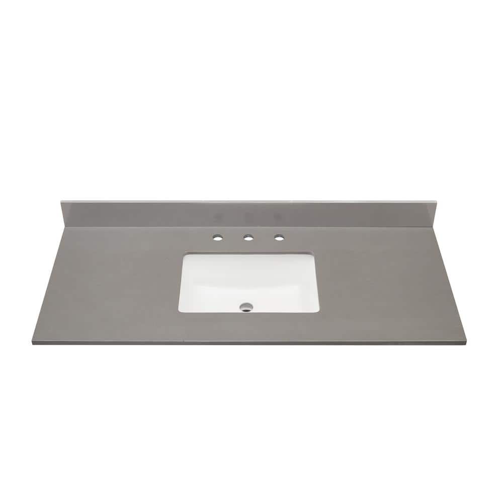 Madrid 49'' Concrete Grey Composite Stone Vanity Top with White Sink
