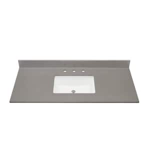 Madrid 49 in. W x 22 in. D Composite Stone Vanity Top in Concrete Grey with White Rectangular Single sink