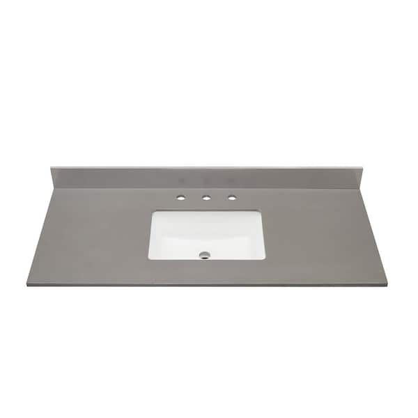 Altair Madrid 49 in. W x 22 in. D Composite Stone Vanity Top in Concrete Grey with White Rectangular Single sink