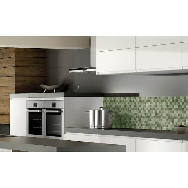Classic Design Green Square Mosaic 3 in. x 3 in. Multifinish Glass Wall Pool and Floor Tile Sample