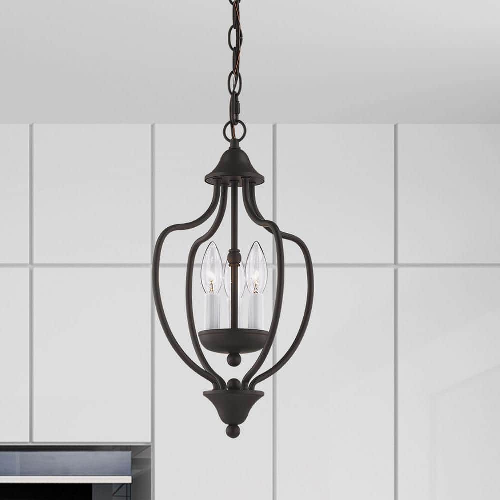 Bronze 3-Light Mini Chandelier with Candelabra Base