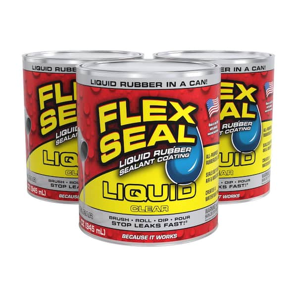 FLEX SEAL FAMILY OF PRODUCTS Flex Seal Liquid Clear 1 qt. Liquid Rubber Sealant Coating (3-Pack)