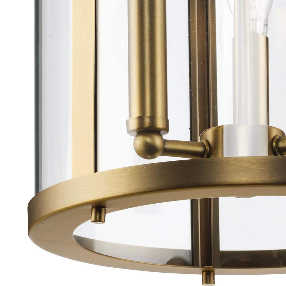 Gilliam Vintage Brass 3-Light Foyer Chandelier with Clear Glass
