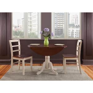 Almond and Espresso Solid Wood Dropleaf Dining Table