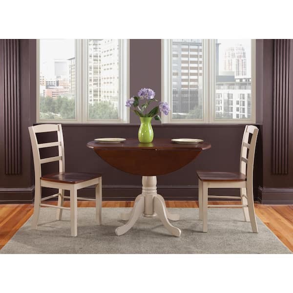 International Concepts Almond and Espresso Solid Wood Dropleaf Dining Table