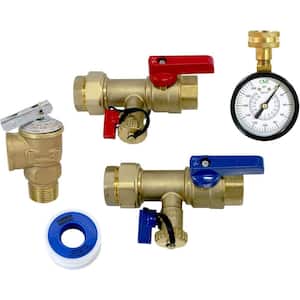 1 in. Tankless Ecosmart Brass Water Heater Isolation Service Flush Valve Kit