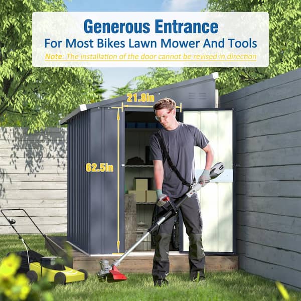 4 ft. W x 6 ft. D Metal Lean-to Shed Storage Shed 23 sq. ft. in Gray