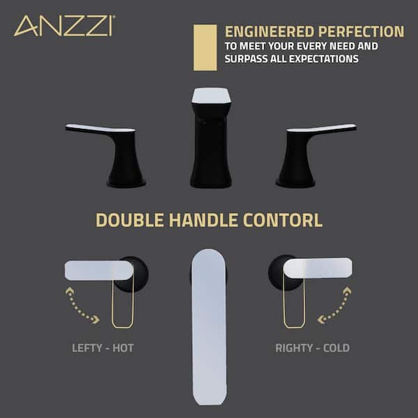 8 in. Widespread 2-Handle 3-Hole Bathroom Faucet with Pop-Up Drain in Matte Black and Chrome