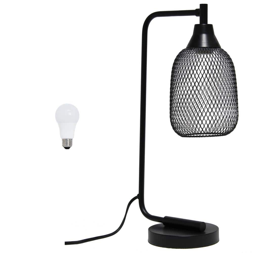 19 in. Industrial Mesh Wire Novelty Task and Reading Desk Lamp w/LED Bulb f