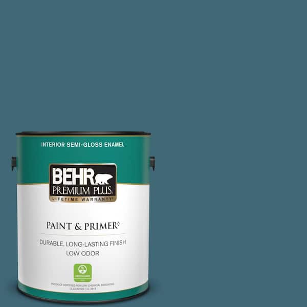 BEHR PREMIUM PLUS 1 gal. #PMD-45 Teal Mosaic Semi-Gloss Enamel Low Odor Interior Paint & Primer