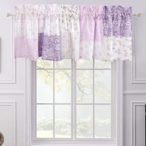 Love of Lilac Lavender Floral Orchid Square Patchwork Straight Purple Rod Pocket Window Valance
