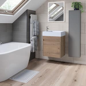 18-1/8 in. W x 10-1/4 in. D x 22-13/16 in. H Bath Vanity in Imitative Oak with White Resin Top