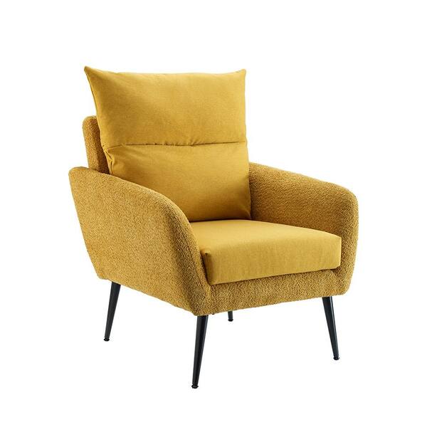 ART LEON MIA Yellow Fabric and Lamb Fleece Accent Arm Chair SF032-1-5 ...