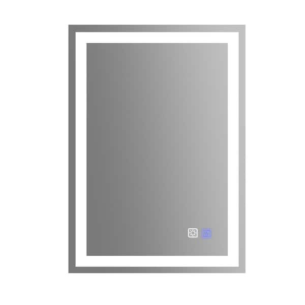 Satico 24 in. W x 32 in. H Rectangular Frameless Anti-Fog LED Light Wall Mounted Bathroom Vanity Mirror in White