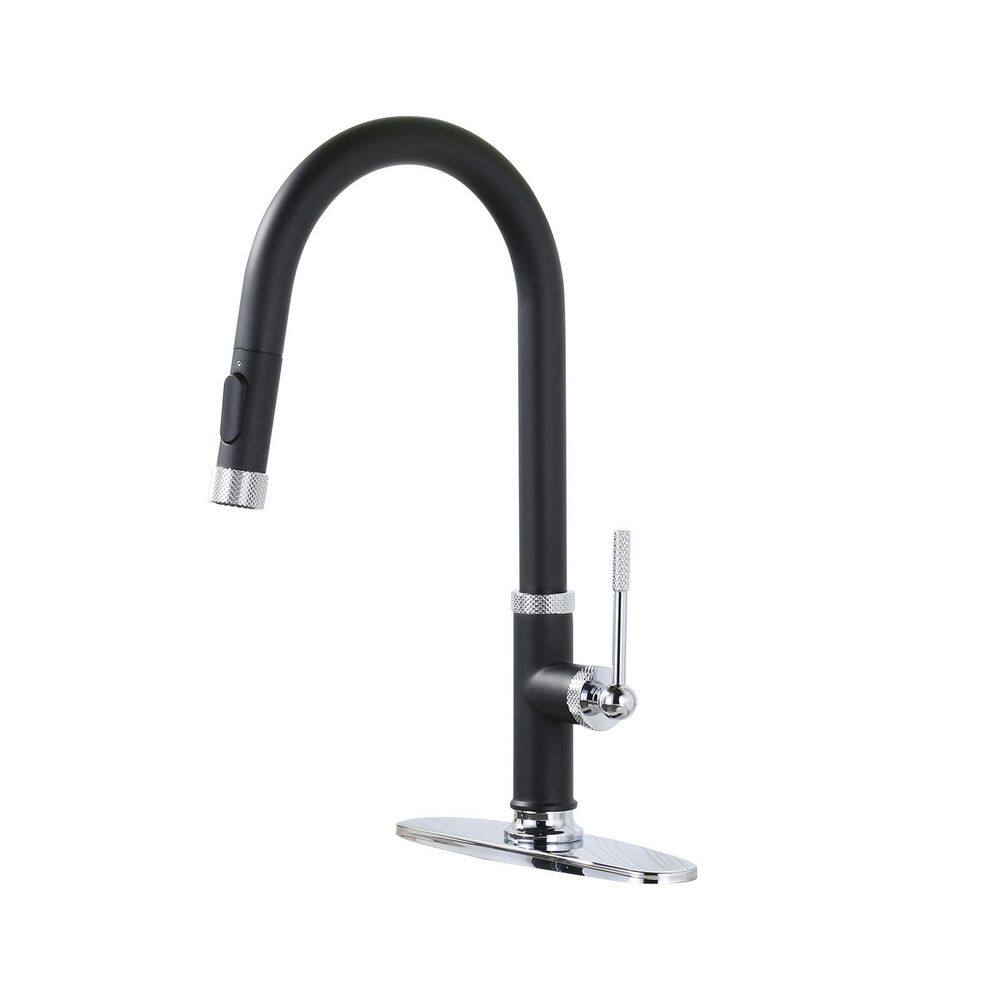 17 in. Single Handle Pull Down Sprayer Kitchen Faucet with 2-Water Modes and 360° Spout Swivel in Chrome and Black price history on PriceWatchPro