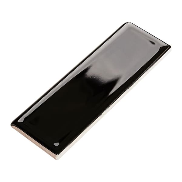 Black 2x6 in Ceramic Tile Bullnose Trim Edge 2 x 6 inch American