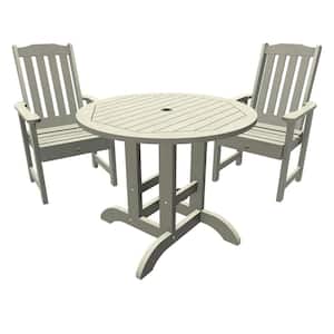 Lehigh Harbor Gray 3-Piece Recycled Plastic Round Outdoor Dining Set