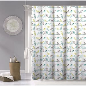 100% Cotton 70 in. x 72 in. Birds Printed Shower Curtain
