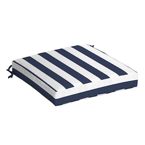 21 in. x 21 in. Sapphire Blue Cabana Stripe Square Outdoor Seat Cushion