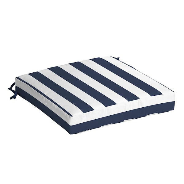 ARDEN SELECTIONS 21 in. x 21 in. Sapphire Blue Cabana Stripe Square Outdoor Seat Cushion