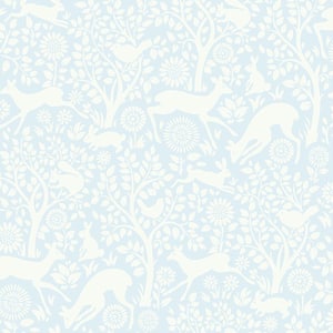 Anahi Light Blue Forest Fauna Light Blue Paper Strippable Roll (Covers 56.4 sq. ft.)