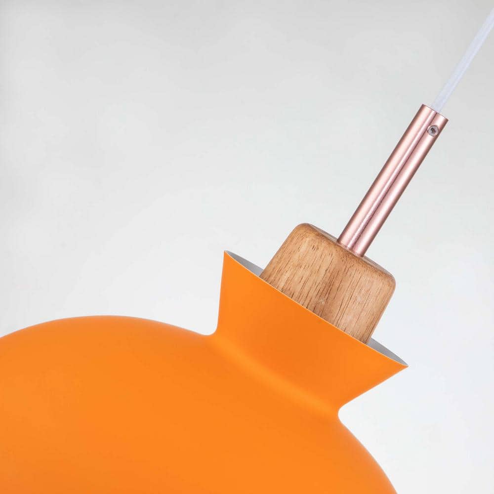Ozma Orange Aluminum Dome Pendant Light with Adjustable Cord
