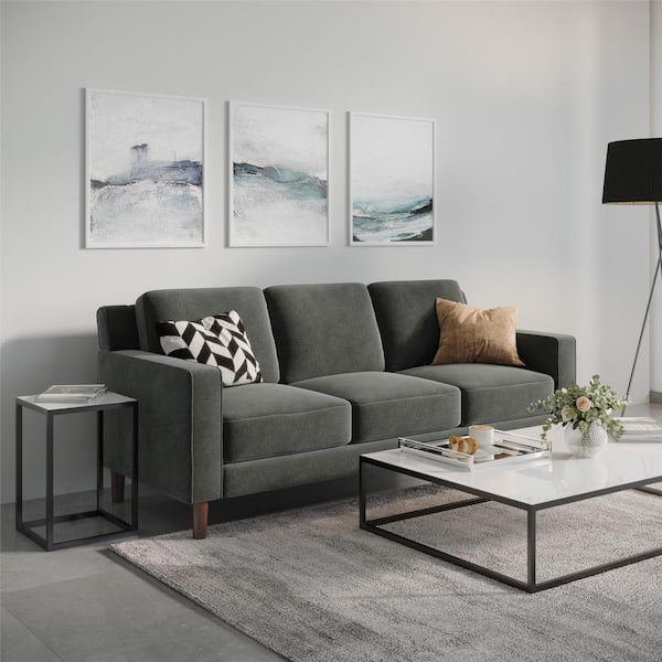 Bexley 77 in. L x 31.5 in. W Gray Velvet Upholstered 3-Seater Sofa