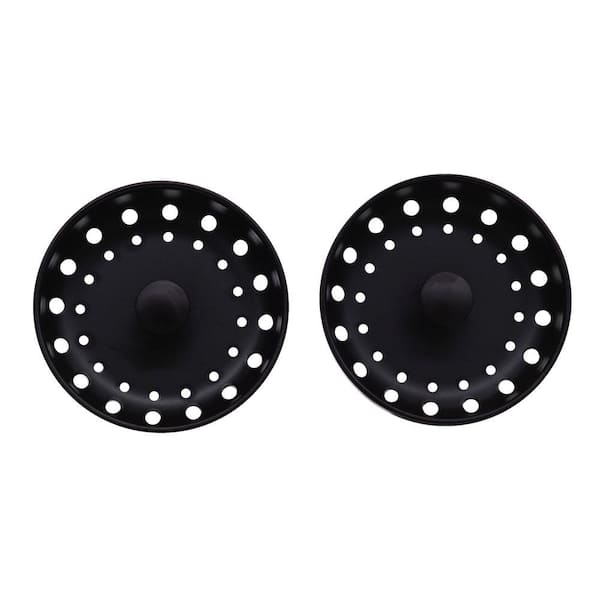 3-1/2 in. Standard Post Style Replacement Kitchen Sink Basket Strainer, Matte Black (2-Pack)