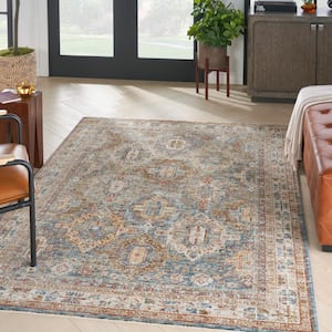 Sahar Blue 4 ft. x 6 ft. Floral Vintage Traditional Area Rug