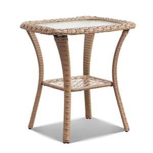 Carolina Yellow Square Wicker Outdoor Side Table
