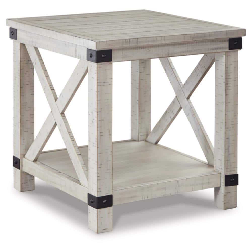 Carynhurst Contemporary White Wood Rectangular End Table with Storage