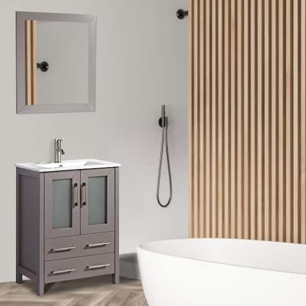 Brescia 30 in. W x 18 in. D x 36 in. H Bath Vanity in Grey with Vanity Top in WH