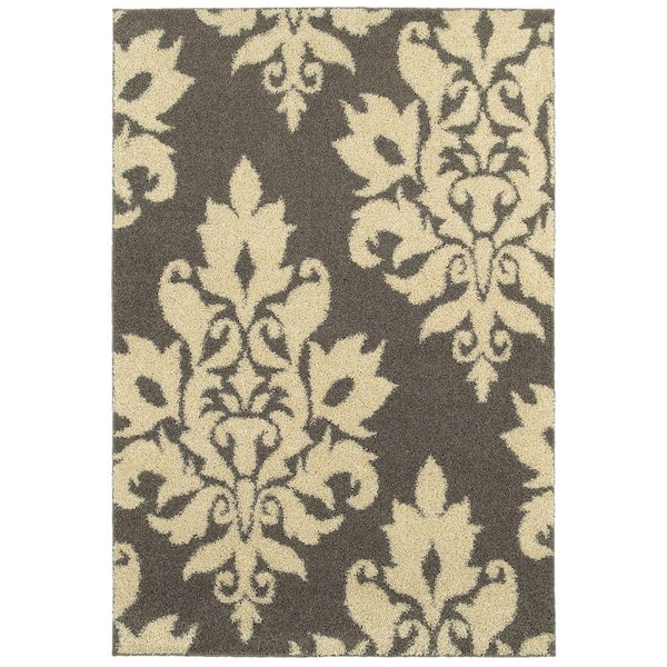 Home Decorators Collection Meadow Damask Gray 8 ft. x 10 ft. Area Rug