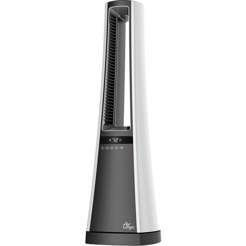 Blue Ceramic Bladeless Floor-Standing Heating Fan with Thermostat
