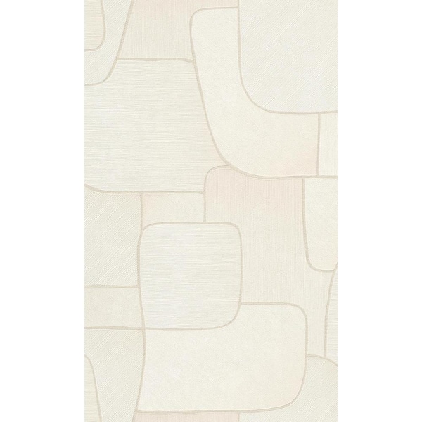 Walls Republic Cream Bold Abstract Geometric Stripes Metallic Shelf Liner Non- Woven Non-Pasted Wallpaper (57Sq.ft) Double Roll