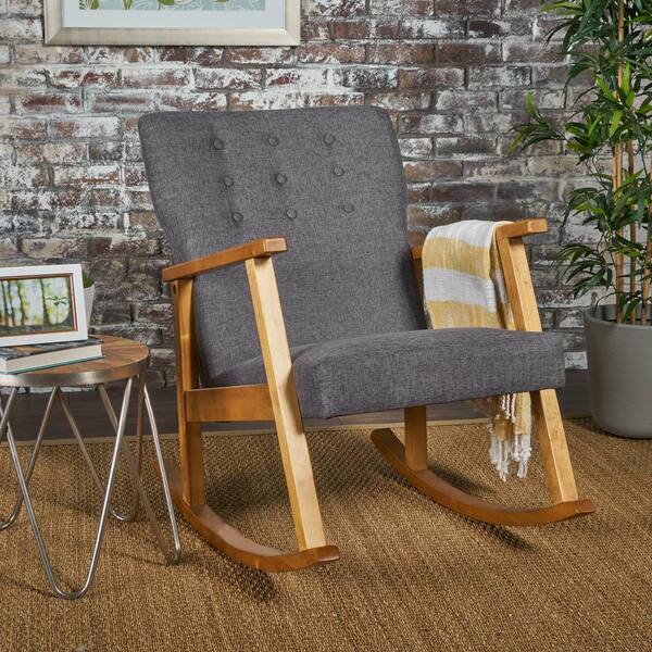 Noble House Harvey Grey Fabric Upholstered Rocking Chair 16588