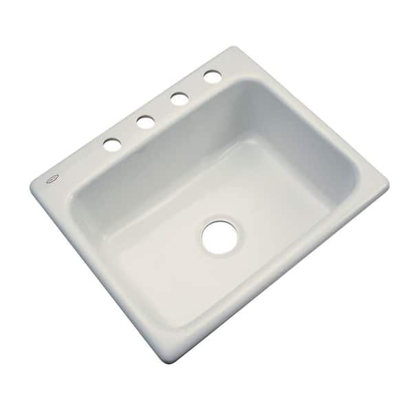 Thermocast Inverness Drop-In Acrylic 25 in. 4-Hole Single Bowl Kitchen Sink in Tender Grey