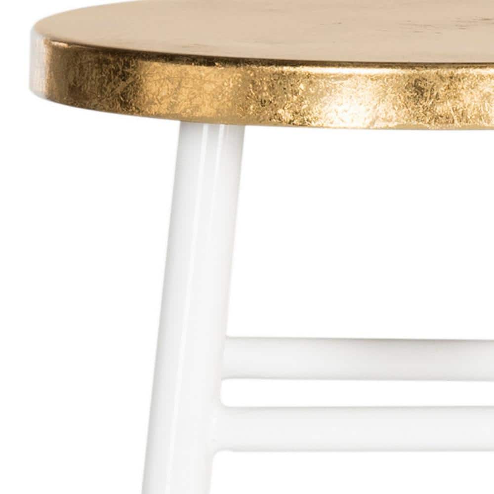 White and Gold Iron Backless Counter Stool