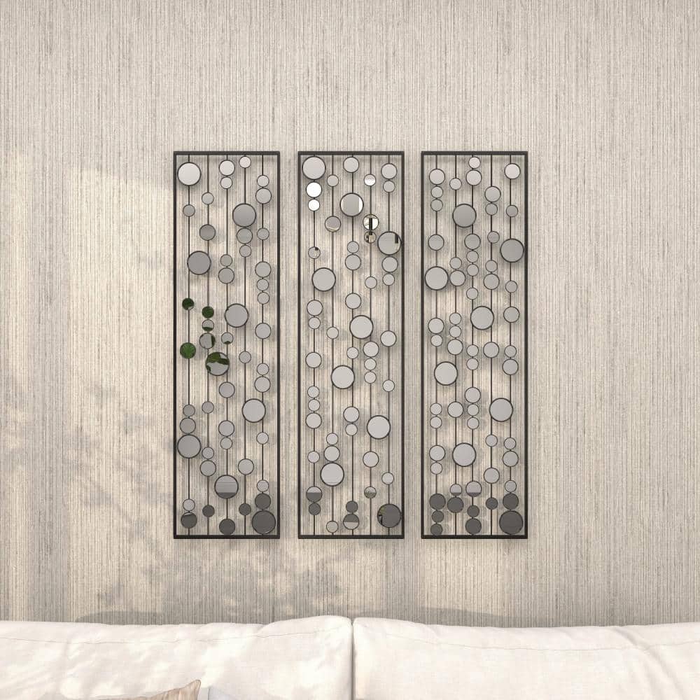 Eccentric Glam Geometric Mirror Wall Decor Set of 3 in Black