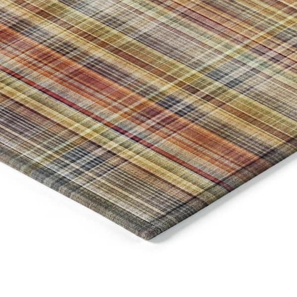 Orange 2 ft. x 3 ft. Woven Plaid Rectangle Indoor/Outdoor Area Rug