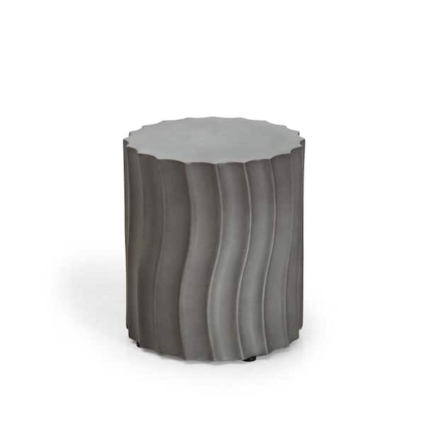 TIRAMISUBEST 14.6 in. x 17 in. Dark Gray Round Composite Outdoor Accent Table