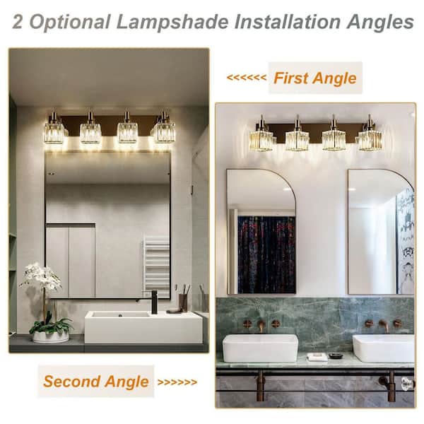 EDISLIVE Orillia 27.5 in. 4 Light Modern Chrome Bathroom Vanity Light with Crystal Shades 81010000036978