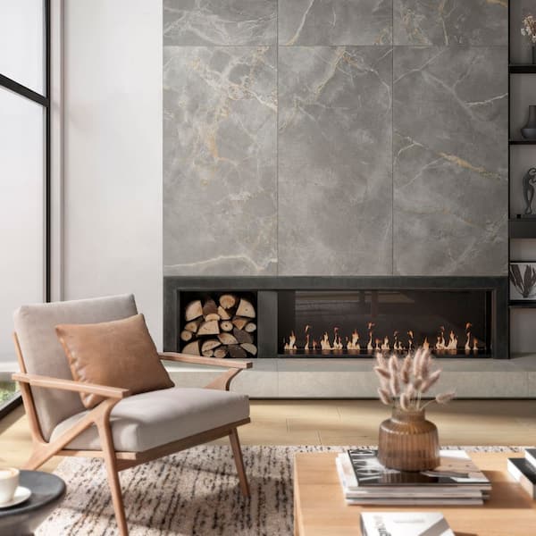 Corso Italia Impero Tuscan Gray Silk 24 in. x 48 in. Marble Look