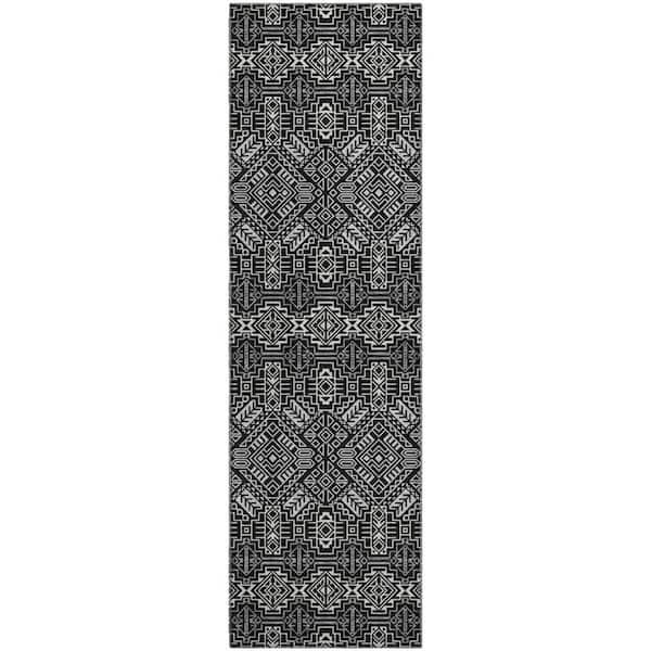 Addison Rugs Mayfield Premium Machine Washable Abstract AMF970 Black 2 ft. 3 in. x 7 ft. 6 in. Runner Rug
