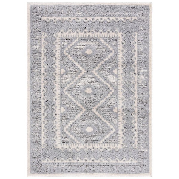 SAFAVIEH Martha Stewart Gray/Ivory 4 ft. x 6 ft. Geometric High-Low Area Rug